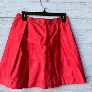 Knee-Length Orange A-Line Pleated Skirt